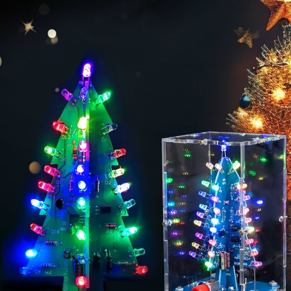 Diy Electronics Projects For Kids - Elektronisches DIY-Weihnachtsbaum-Set mit bunten LED-Lichtern, Lötübungsset,