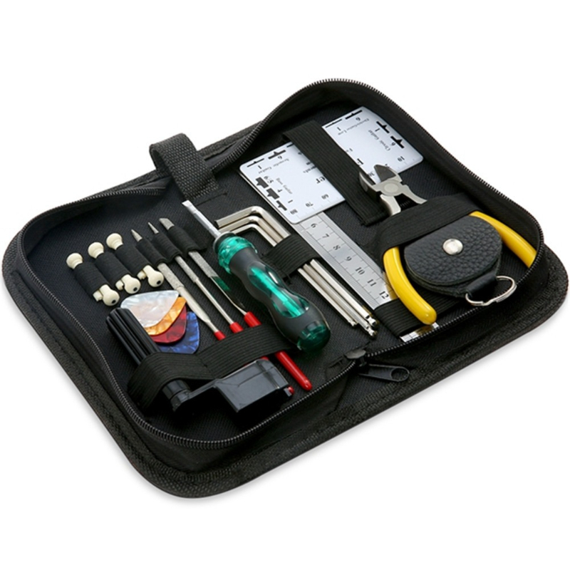 Diy Guitar Electronics - 22-teiliges Gitarren-Reparatur-Werkzeugset Multifunktionale Gitarren-Werkzeugtasche Ersatzteile für