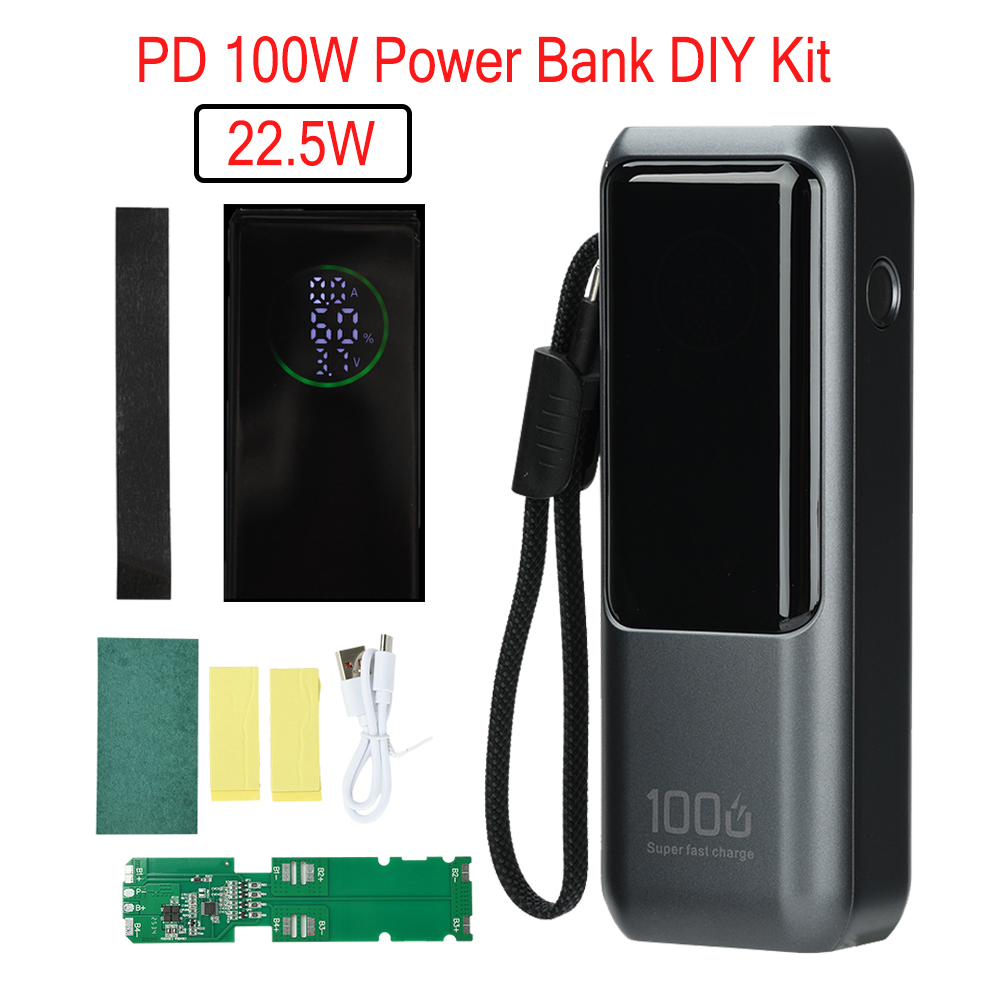 Diy Electronics Gadget - PD 100W Schnelllade-Powerbank-Kit 4-Zellen 21700 Batteriegehäuse