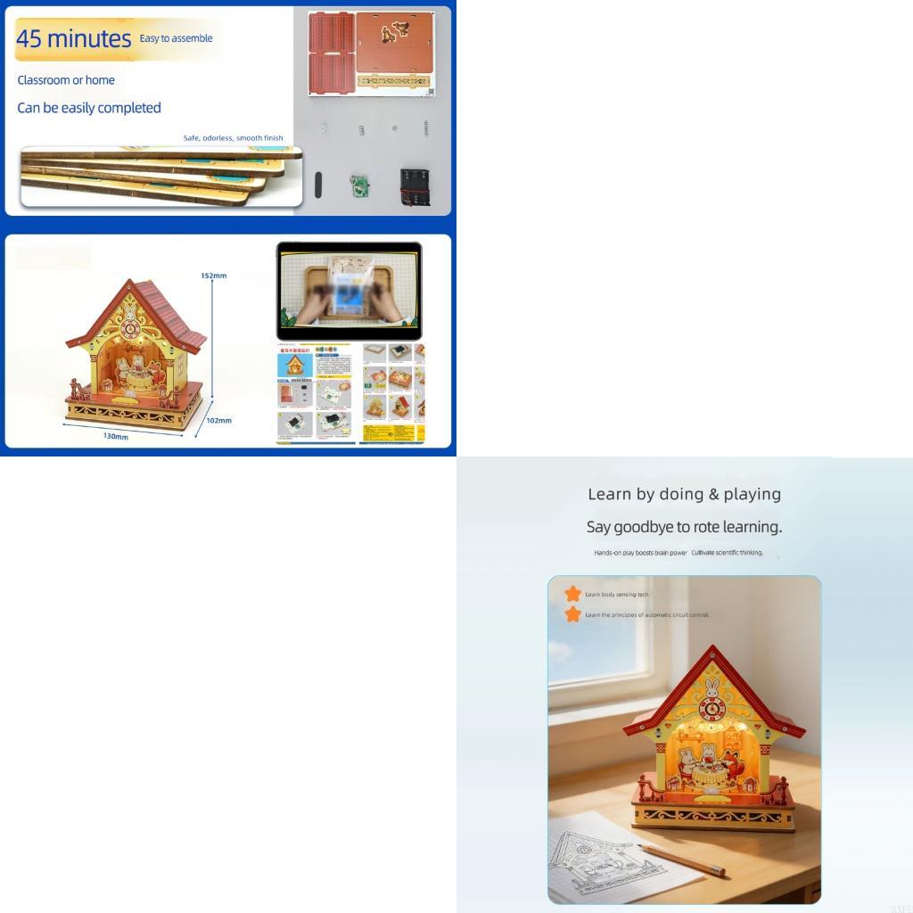 Diy Electronics Projects For Kids - XXFE Elektronisches Cottage-Montagehausmodell mit Sensorlicht, DIY-Wissenschaftshandwerksprojekt