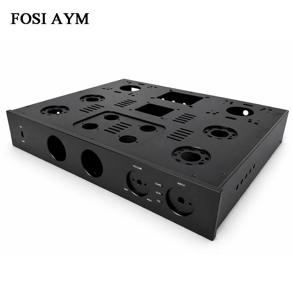 Diy Analog Electronics - FOSI AYM 415x330x70mm Vollaluminium-Verstärkergehäuse VU-Meter KT88